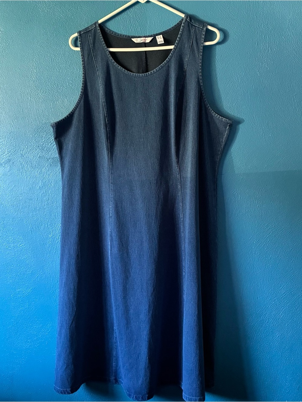 Denim&Co Classic Sleeveless Denim A-Line Dress - Navy